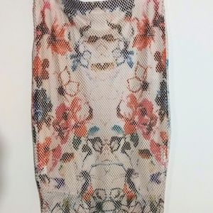 Crochet Multi-Color Knee Length Pencil Skirt